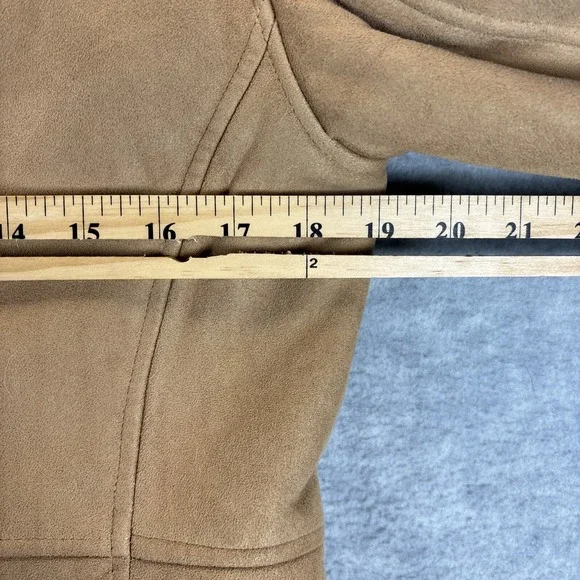 Talbots Faux Suede Fur Jacket S Rancher Coat Tan Barn Western Classic Cowgirl - Picture 14 of 16